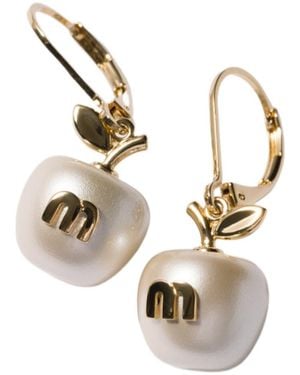 Miu Miu Metal Earrings With Pendant - Metallic
