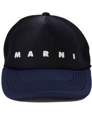Marni Logo Printed Quilted Cap - Blue