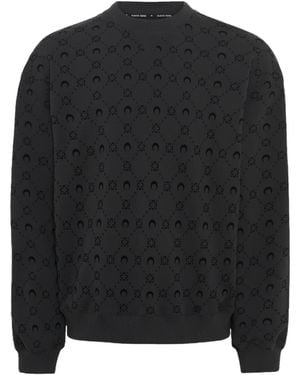 Marine Serre Moonogram Flocked Fleece Relaxed Sweatshirt - Black