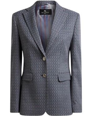 Etro Single-Breasted Blazer - Blue