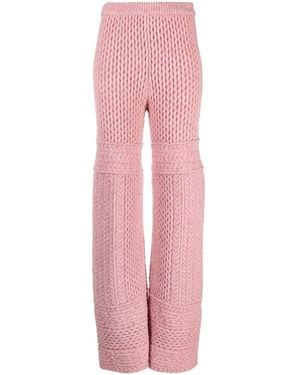 Nanushka Fina Cable-Knit Pants - Pink