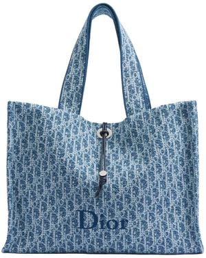 Dior Iviera Large Spongy Book Tote - Blue