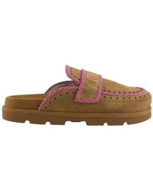 Mou Low Bio Sabot Leather Stitching - Brown