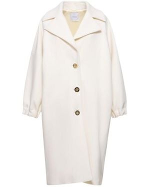 Patou Lapel Long Sleeve Coat - White