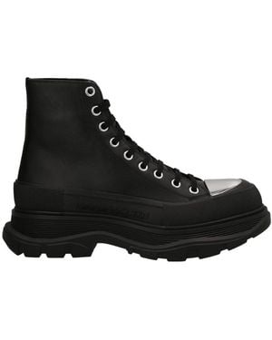 McQueen Tread Slick Lace-Up Boots - Black