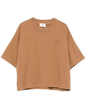 Autry Tonal Logo Cropped T-Shirt - Natural