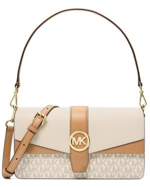 Michael Kors Greenwich Medium Signature Logo Convertible Crossbody Bag - Metallic