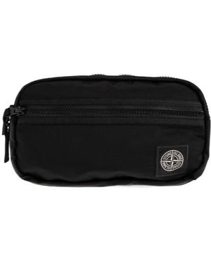 Stone Island Logo Patch Waist Bag - Black
