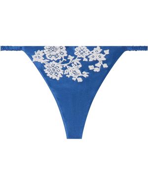 Carine Gilson Sapphireblue Satin Thong
