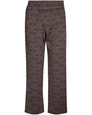 Moschino Logo-Jacquard Straight-Leg Pants - Brown