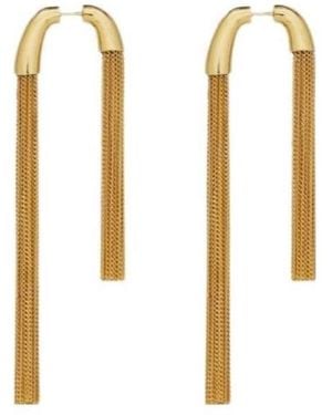 Saint Laurent Double Chain Earrings - White