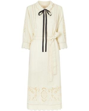 Vita Kin Belted Linen Midi Dress - White