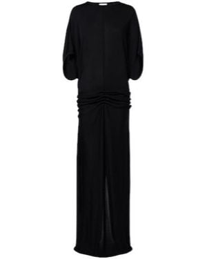 The Row Delyra Ruched Jersey Gown - Black