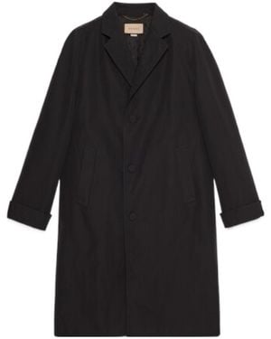 Gucci Long Sleeved Single Breasted Poplin Coat - Black