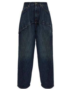 Loewe Layered-Detail Wide-Leg Jeans - Blue