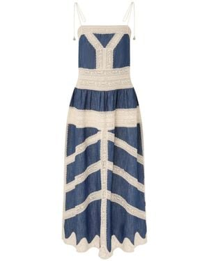 Zimmermann Awaken Denim Dress With Lace Details - Blue