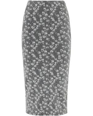 Fendi Floral Motif Layered Effect Midi Skirt - Grey