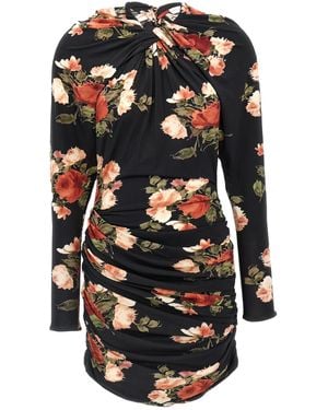 Magda Butrym Floral-Printed Draped Mini Dress - Black