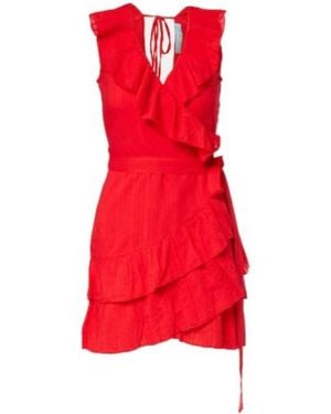 Melissa Odabash Molly Ruffled Cotton Wrap Dress - Red