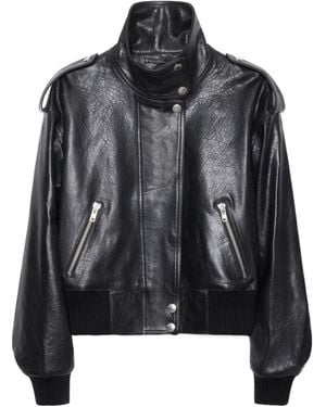 Stand Studio Long-Sleeved Leather Jacket - Black