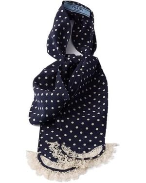 Prada Polka-Dot Marocain Scarf - Blue