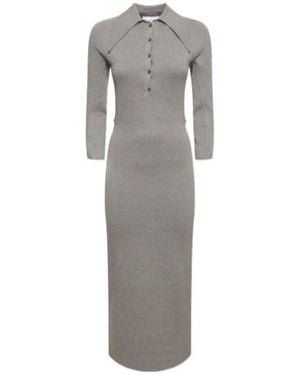 16Arlington Alerone Silk Cotton Midi Polo Dress - Grey