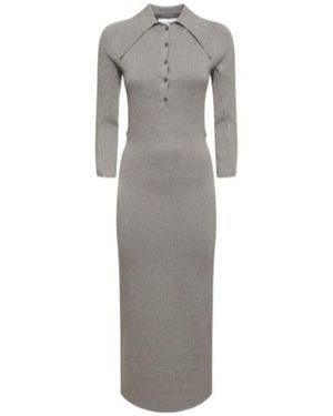 16Arlington Alerone Silk Cotton Midi Polo Dress - Grey