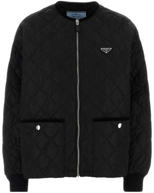 Prada Diamond-Quilted Zip Jacket - Black