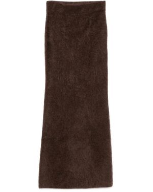 Soft Goat Brushed Longuette Skirt - Brown