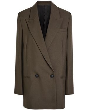TOTEME Shield Double-Breasted Wool-Blend Blazer - Brown