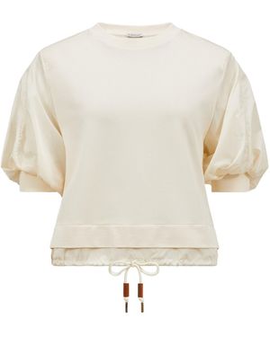 Moncler Puff Sleeve Drawstring T-Shirt - White