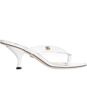 Dolce & Gabbana Patent Leather Thong Sandals - White