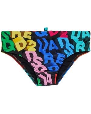 DSquared² Logo-Print Swim Bottons - Blue
