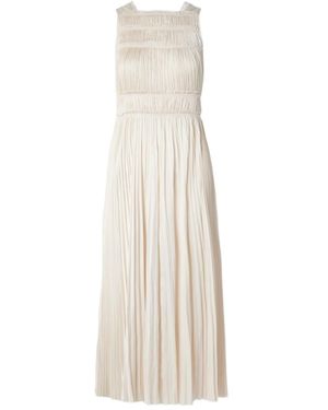 Ulla Johnson A Long Dress Made Of Interwoven Fine Pleated Satin Fabric - White