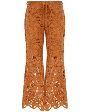 Zimmermann Coco Lace Flared Trousers - Brown