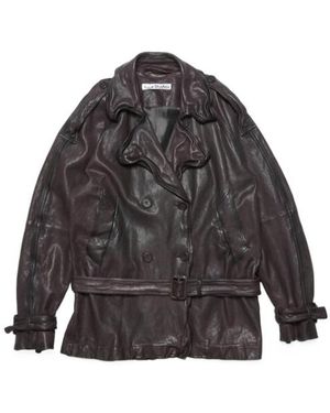 Acne Studios Belted Leather Jacket - Gray