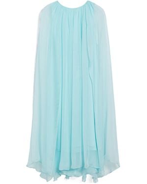Max Mara Pianoforte Tulle Crewneck Sleeveless Dress - Blue