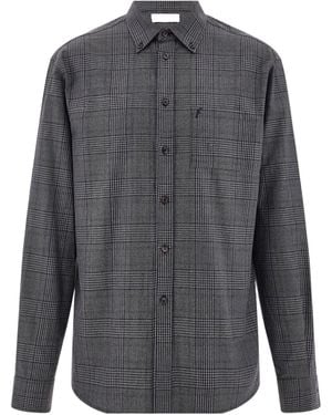 Ferragamo Ferragamo Embroidered Checked Oxford Shirt - Grey