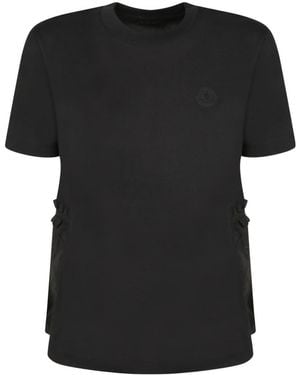 Moncler Ruched Hem Logo T-Shirt - Black