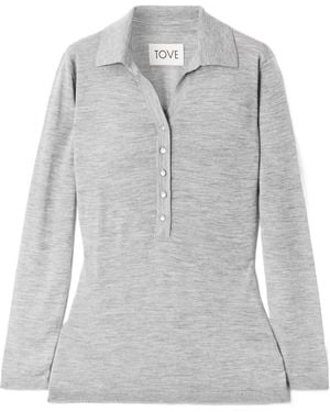 TOVE Austine Wool And Silk-Blend Polo Shirt - Gray