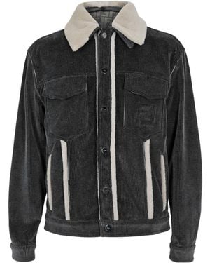Fendi Cord Corduroy Sherpa Jacket - Black