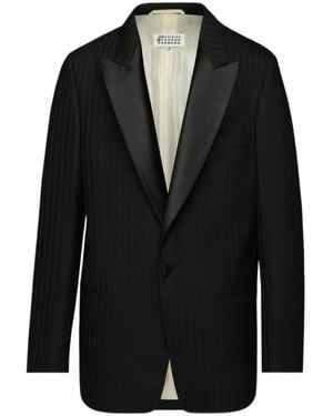 Maison Margiela Striped-Effect Oversize Tuxedo Blazer - Black