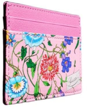 Gucci Flora-Motif Card Case - Pink
