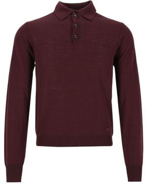 Emporio Armani Polo Collar Knitted Jumper - Purple