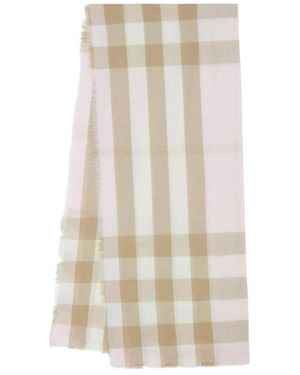 Burberry Lightweight Checked Scarf - White