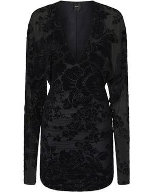 Pinko Roulette Lace Detailed Long-Sleeve Dress - Black