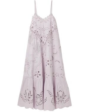 Sea Iyla Broderie Anglaise Cotton Midi Dress - Purple