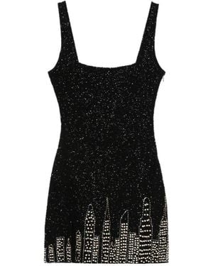 STAUD Le Sable Mini Dress Square Neckline - Black