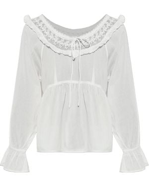 Posse Danielle Lace-Trim Blouse - White