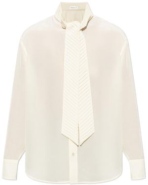 Victoria Beckham Pleated Tie Detail Shirt - White